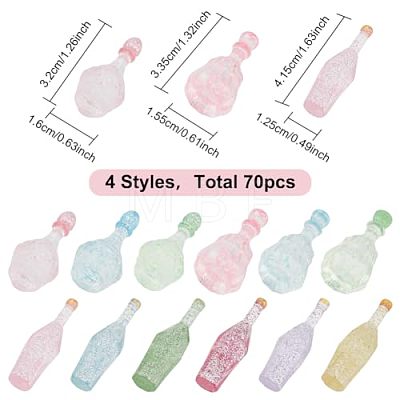 Olycraft 70Pcs 12 Styles Dummy Bottle Transparent Resin Cabochon RESI-OC0001-48-1