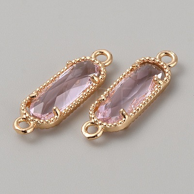 Golden Plated Brass Pave Glass Connector Charms FIND-WH0110-728G-06-1