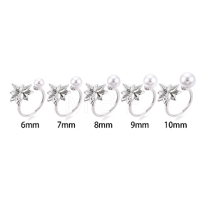 Flower Brass Micro Pave Clear Cubic Zirconia Cuff Ring Settings KK-T076-68P-1
