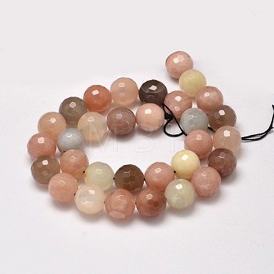 Grade AA Natural Multi-Moonstone & Sunstone Faceted Round Beads Strands G-M296-07-8mm-1