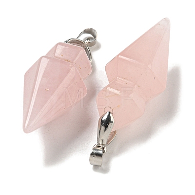 Natural Rose Quartz Pointed Pendants G-F766-08AS-03-1