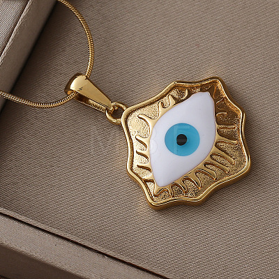 316 Surgical Stainless Steel Enamel Evil Eye Pendant Necklaces for Women AR3641-1