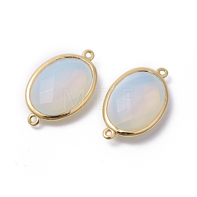 Golden Tone Brass Opalite Links connectors G-F339-A11-1