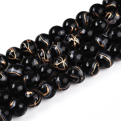 Baking Paint Glass Beads Strands DGLA-N010-10mm-10-1