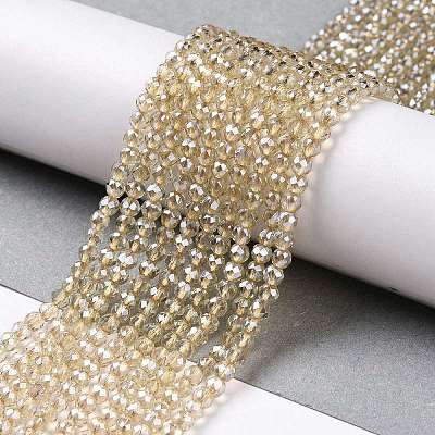 Transparent Electroplate Glass Beads Strands GLAA-H021-01B-PL02-1