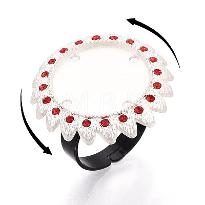 Adjustable Alloy & Iron & Rhinestone Bezel Cup Ring Base with Rotatable Tray MAK-T012-15S-1