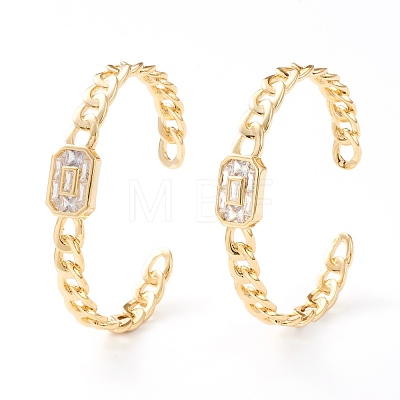 Brass Micro Pave Cubic Zirconia Cuff Bangles BJEW-Z001-01C-1