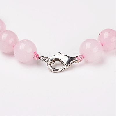 Natural Rose Quartz Beads Necklaces NJEW-F138-10mm-05-1