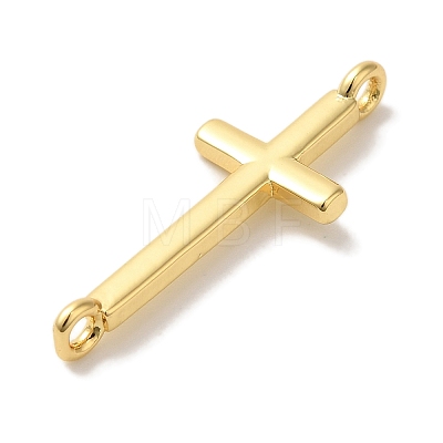 Rack Plating Brass Religion Cross Connector Charms Links KK-U027-04G-1