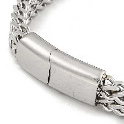 Tarnish Resistant 201 Stainless Steel Wheat Chain Bracelets with Magnetic Clasps for Women and Men BJEW-F473-07P-02-1