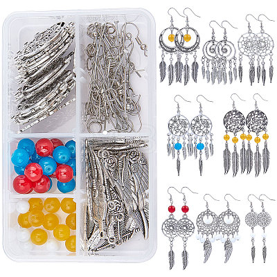 DIY Woven Net/Web Chandelier Earrings Making Kits DIY-SC0012-009-1