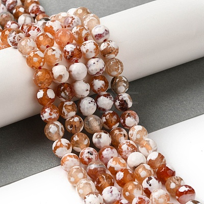 Dyed & Heated Natural Fire Crackle Agate Beads Strands G-P539-B01-12-1