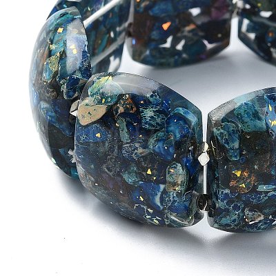 Dyed Natural Imperial Jasper & Synthetic Opal Stretch Bracelets BJEW-G702-05A-1