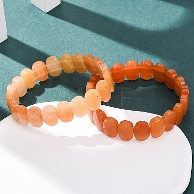Natural Red Aventurine Faceted Beaded Stretch Bracelets for Women BJEW-K251-07N-1
