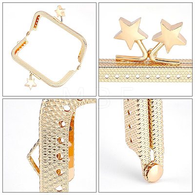   4Pcs 2 Colors Square with Star Iron Purse Frames DIY-PH0005-75A-1