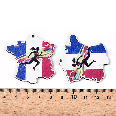 French Theme Printed Wood Pendants WOOD-N016-08-1