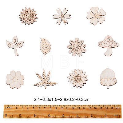 100Pcs Unfinished Wood Piece Decorations WOOD-CJ0001-54-1