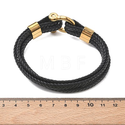 Braided Microfiber Leather Cord Double Bracelets BJEW-C153-01C-1
