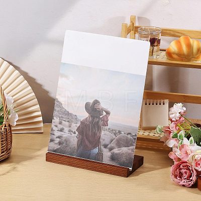 Wood Vinyl Record Slotted Display Stands with Stainless Steel Support ODIS-WH0043-344A-1