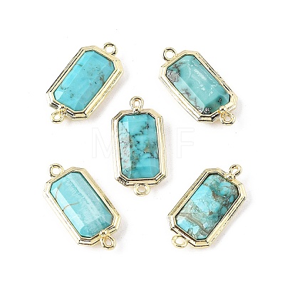 Dyed Natural Howlite Faceted Rectangle Connector Charms G-H323-04G-02-1
