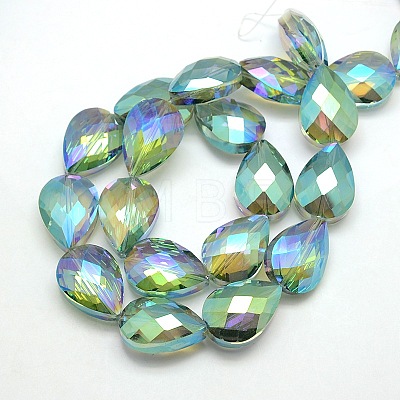 Electroplate Crystal Glass Teardrop Beads Strands X-EGLA-F067B-03-1