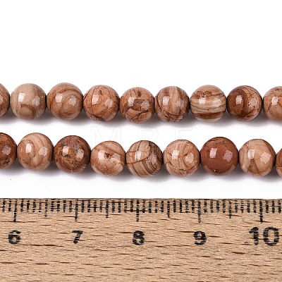 Natural Wood Lace Stone Wooden Jasper Beads Strands G-T143-30A-02-1