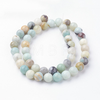 Natural Flower Amazonite Bead Strands G-G735-61-8mm-1