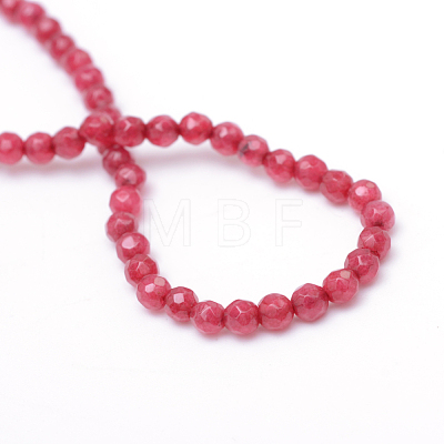 Faceted Round Dyed Natural White Jade Bead Strands X-G-R344-3mm-12-1