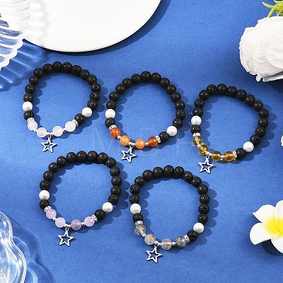 5Pcs Star 304 Stainless Steel Charms Bracelets BJEW-JB12401-1