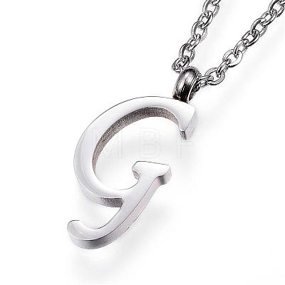 304 Stainless Steel Initial Pendant Necklaces NJEW-P151-G-P-1
