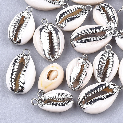 Electroplate Cowrie Shell Pendants SHEL-S266-04B-1