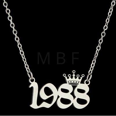 Crown Birth Year 201 Stainless Steel Pendant Necklaces for Women FS-WG4E8F2-49-1