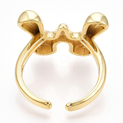 Brass Letter Open Cuff Rings for Women RJEW-G313-01W-G-1