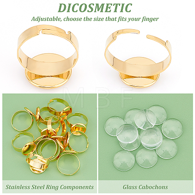 DIY Flat Round Blank Dome Finger Rings Making Kit DIY-DC0001-63-1