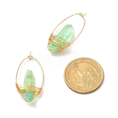 Electroplated Natural Quartz Wire Wrapped Earrings for Girl Women EJEW-JE04647-02-1