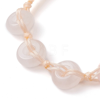 Natural Rose Quartz Rondelle Braided Bead Bracelets BJEW-TA00492-03-1