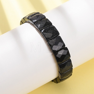 Synthetic Blue Goldstone Beaded Stretch Bracelets for Unisex G-K303-02J-1
