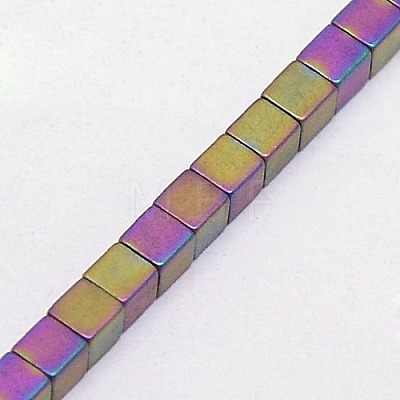 Electroplate Non-magnetic Synthetic Hematite Beads Strands G-J170B-3x3mm-04-1