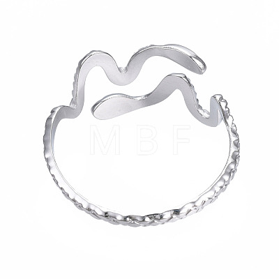 304 Stainless Steel Snake Wrap Open Cuff Ring RJEW-T023-82P-1