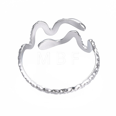 Non-Tarnish 304 Stainless Steel Snake Wrap Open Cuff Ring RJEW-T023-82P-1