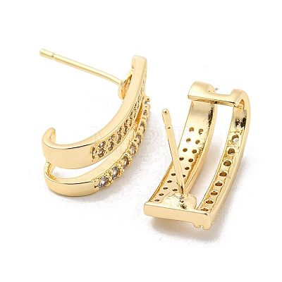 Brass with Clear Cubic Zirconia Stud Earrings EJEW-B035-17KCG-1