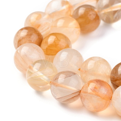 Natural Yellow Hematoid Quartz/Golden Healer Quartz Beads Strands G-M369-03A-1