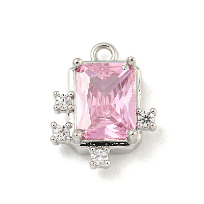 Rectangle Rack Plating Brass Micro Pave Cubic Zirconia Charms KK-P277-23P-02-1