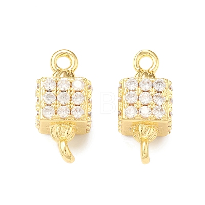 Brass Micro Pave Clear Cubic Zirconia Connector Charms KK-P228-68G-1