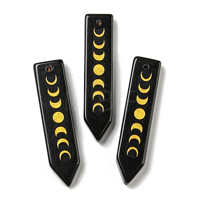 Natural Obsidian Moon Phase Pendants G-C145-01C-1