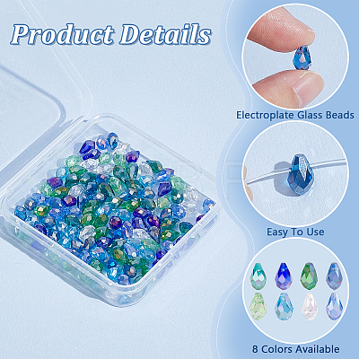 160Pcs 8 Colors Electroplate Glass Beads Strands GLAA-PH0003-31A-1