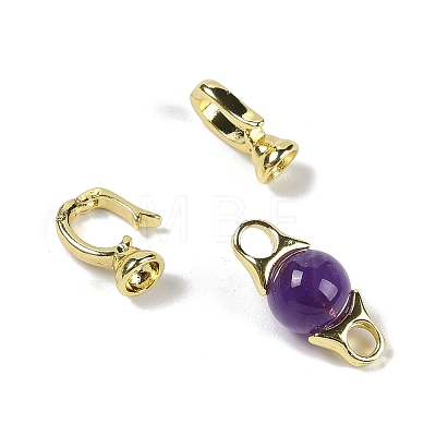 Natural Amethyst with Brass Fold Over Clasps G-G141-03G-13-1