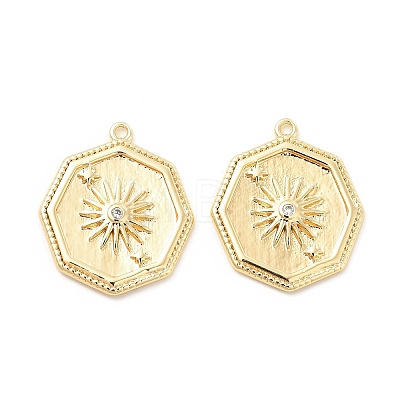Brass with Micro Pave Clear Cubic Zirconia Pendants X-KK-B062-05G-1