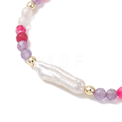 Natural & Synthetic Gemstone & Nuggets Baroque Pearl Keshi Pearl Beads Slider Bracelets BJEW-JB13260-1