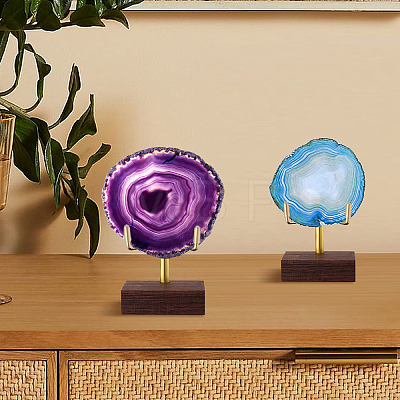 Iron Mineral Display Holder with Square Wood Bases ODIS-WH0331-79-1